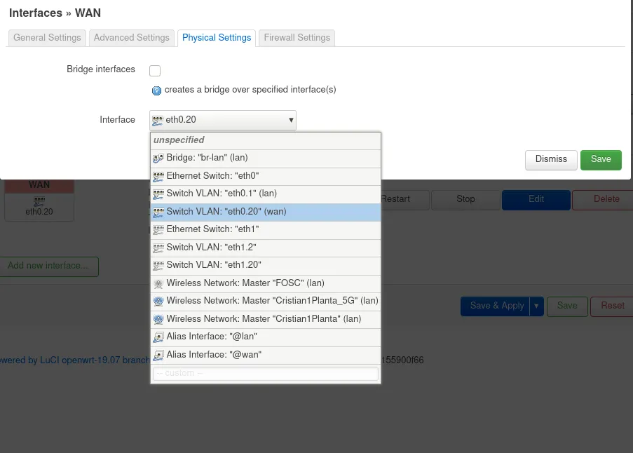 Interfaces WAN OpenWRT